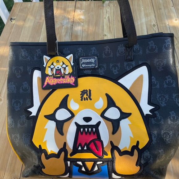 Loungefly Aggretsuko Black and Yellow Tote - Picture 2 of 12